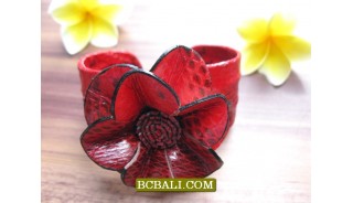 Genuine Leather Snake Bracelets Flower 